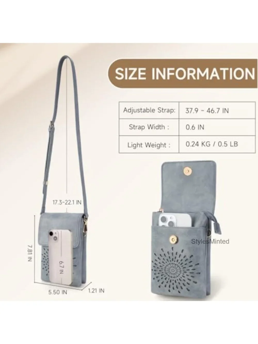 Small Crossbody Bag with Phone Pocket, Faux Leather Handbag, Adjustable Strap
